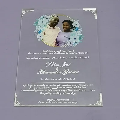 Custom European Style Transparent Gold PMMA Acrylic Wedding Invitations Menu Card Sign