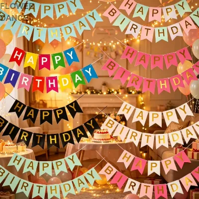 Wholesale Hot Premium Gold Foil Paper Banner for Birthday Party Decorations & Events Stamping Fishtail Happy Birthday Banner