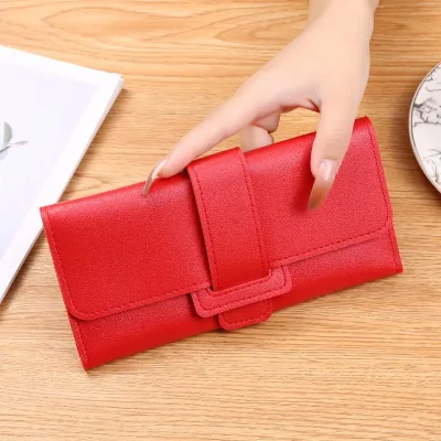 Women's Long Three-fold Flip Cover Korean Version Small Fresh Student Change Place Multi-functional Buckle Wallet.Z0915