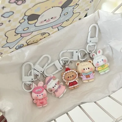 Cute Cartoon Keychain Ins-style Fun Cat Dog Pendant Accessories for Couples Best Friends' Backpacks Wholesale