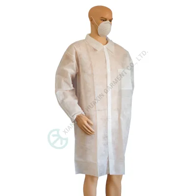 Disposable Nonwoven PP Lab Coat Anti Chemical Anti Static Loose Fit Protective Gown for Oil and Chemical Industry
