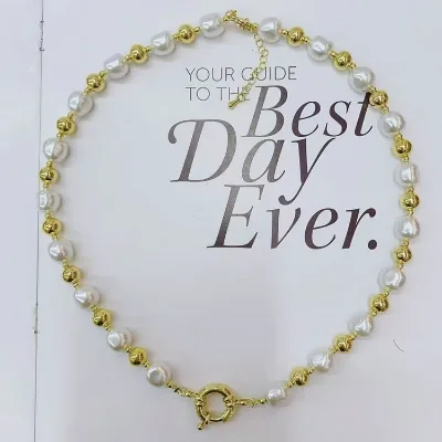 Hot Selling Gold Plated Beads Necklace with Pearl Hear Owl Mermaid Conch Turtle Pendant Link Chain Brass Jewelry Trendy Style