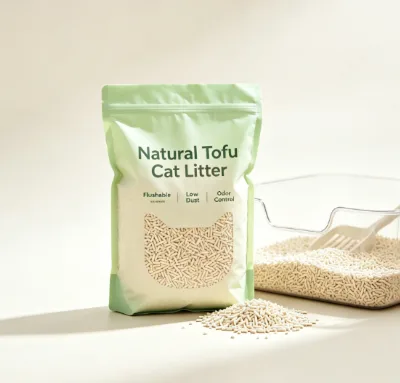 Bulk Green Tea Tofu Cat Litter Ultra Absorbent Less Tracking Stable Clumps Private Label Large Batch Shipment