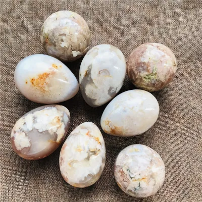 Wholesale Natural Healing Crystal Balls Polished Cherry Blossom Agate Eggs Gemstone Sphere for Decoration