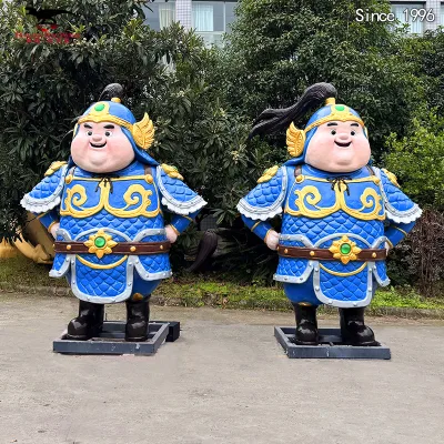 Life Size Animated Characters Adorable Cartoon Generals Sculpture With Interactive Function for Commercial Place Display