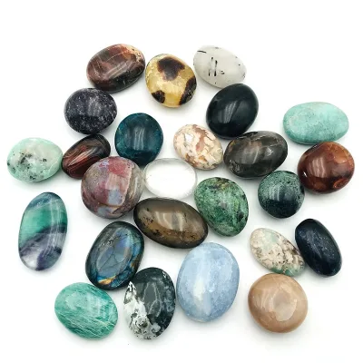 Hand Carved Natural Quartz Crystal Palms Gemstone Tumble Stone Healing Crystal