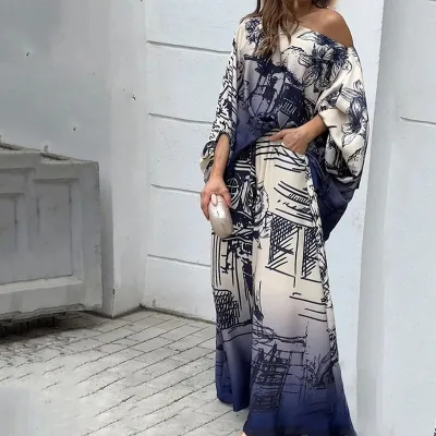 Autumn New European and American Fashion Print Shirts Loose Fashion Pants Women's Set