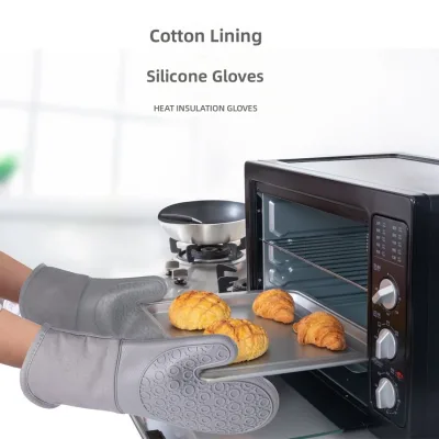 Silicone Insulated Oven Mitts & Tongs Set Heat-Resistant Gloves Air Fryer Mat & Baking Tool Kit with Custom Processing
