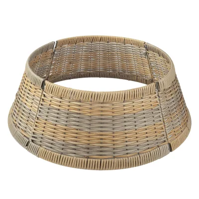 Christmas Tree Skirt Collar Handmade Artificial Rattan Wicker Christmas Stand Basket Base Cover for Holiday Decor