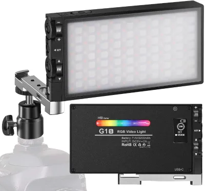 Built-in 12W Rechargeable Battery LED Camera Lamp 360 Degree Full Color 12 Common Effects G1s RGB Video Light
