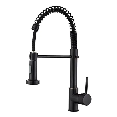 Modern Spring Pull-out Chrome Faucet for Kitchen Deck Mounted with 360 Degree Rotation and Touchless Sensor