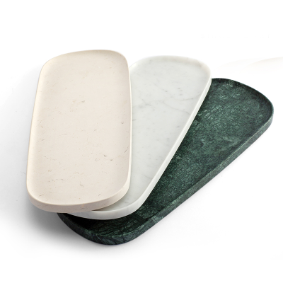 Modern Style Handcrafted Natural Oval Marble Tray Intricate Stone Vase Design Customizable Size Color Home Hotel Christmas Gifts