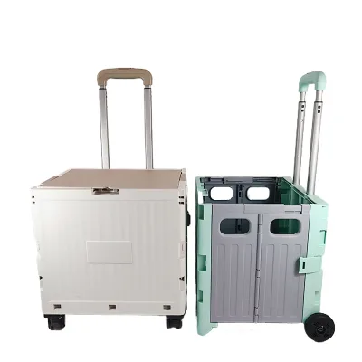 Square Storage Cart With Handle PP Material Foldable Outdoor Household Storage Cart