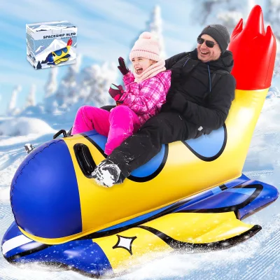 Custom Large Inflatable Snow Sled - Space-Themed UFO Design, Extra-Large Inflatable Winter Sled for Kids & Adults