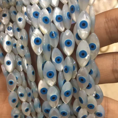 White Natural Pearl Bay Beads Blue Eyes Shell Beads for Necklace Earrings Making