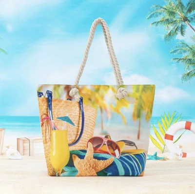 Seaside Beach Bag Single Shoulder Women's Bag Canvas Fashionable Casual Hand-held Short Distance Travel Bag