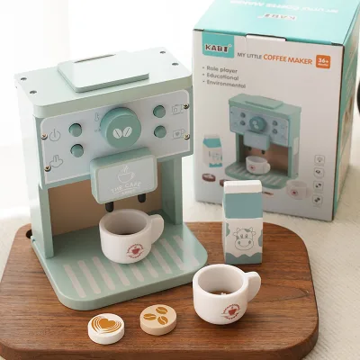 Pretend Play Kitchen Coffee Maker Simulated Play House Tea Dessert Set Mini Simulation Coffee Machine Kitchen Toys