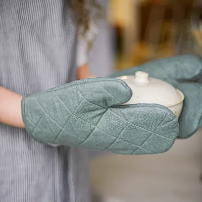 Natural Linen Oven Gloves for Housewarming Gift Microwave Insulation Gloves Kitchen Non-Slip Gloves