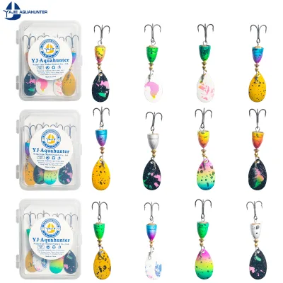 Spinner Bait Fishing Lure Teardrop Rotating Blade Treble Hook Assorted Colors Spinner Lure for Freshwater Saltwater Fishing