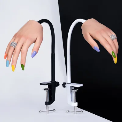 Adjustable Training Hand Practice Removable Soft Fingers Flexible Silicone Mannequin Hand for Nails UV Gel Training Tools