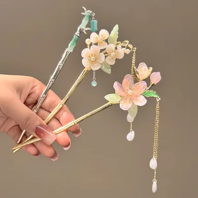 Summer Vintage-style Alloy Section Hairpin Chinese-style Headdress Traditional Attire Cheongsam Hair-updo Ornament Floral
