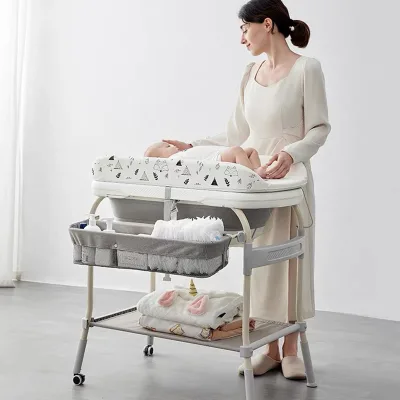 Foldable Height Adjustable BPA Free Materials Waterproof Compact Design Baby Bathing Changing Center with Detachable Tub
