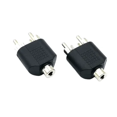 3.5mm Stereo Female Double Lotus Male 3.5mm Female to 2 RCA Male Audio Adapter