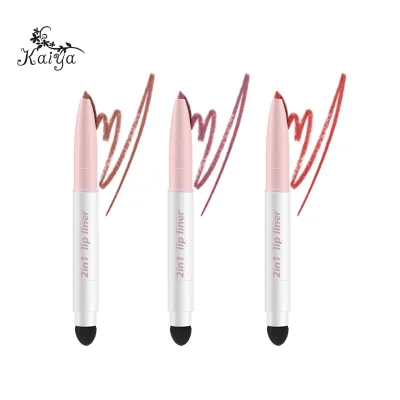 Dual Ended Full Lips Makeup Sponge Brush Nude Retractable Matte Lip Liner Pencil Waterproof Creamy Pink Lipliner Private Label