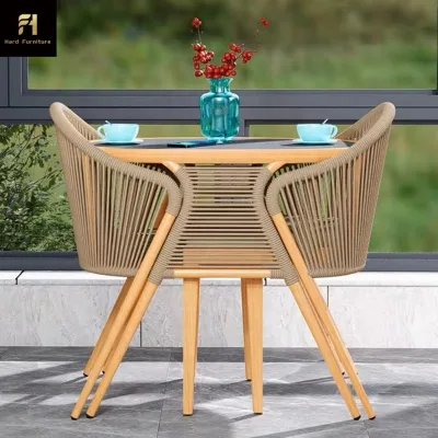 Modern Design Saving Space Balcony Patio Furniture Leisure Outdoor Rattan Woven One Table and Two Chairs