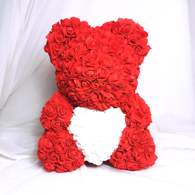 Teddy Bear with Box Flower 25cm Rose Valentine's Day Foam Heart Red Gift Mini Artificial Preserved Valentine's Day Rose Bear