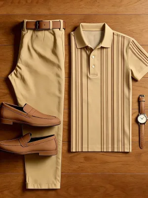 Custom 3D Digital Printing Men Short Sleeve Polo Top Long Pants Two Piece Matching Suit