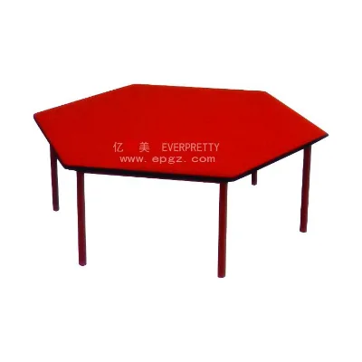 Children Hexagonal Table Adjustable Height /Hexagonal Reading Table for School Library Furniture