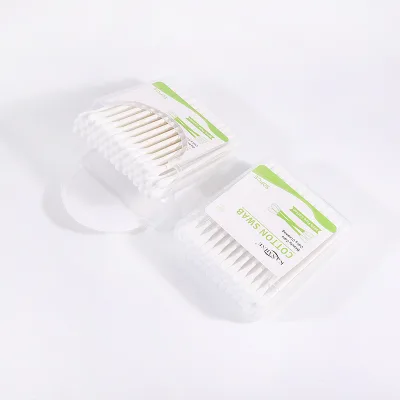 Biodegradable 50 Pieces Two Round Paper Sticks Cotton Swabs With Square Box for Sustainable and Easy Access