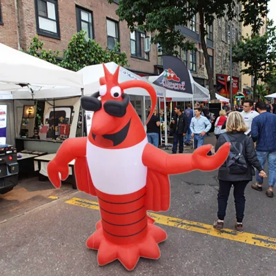 Giant 13ft Tall Inflatable Red Shrimp Model Waterproof PVC Custom Cartoon Design EyeCatching Outdoor Advertising Balloon Free