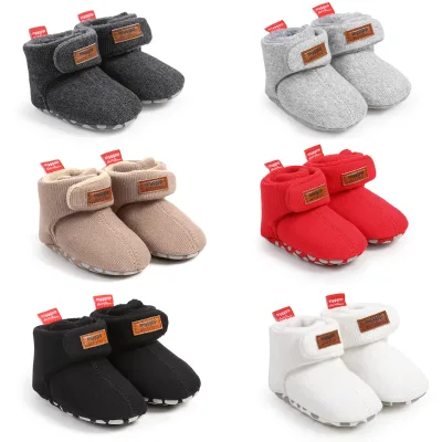 Cozy Fleece-Lined Baby Booties Anti-Slip Prewalker Winter Baby Shoes for Boys & Girls