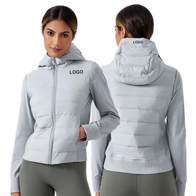 DAW008 Women Lightweight Long Sleeve Zipper Down Coat Puffer Jacket Warm Winter Coat Outerwear With Pockets