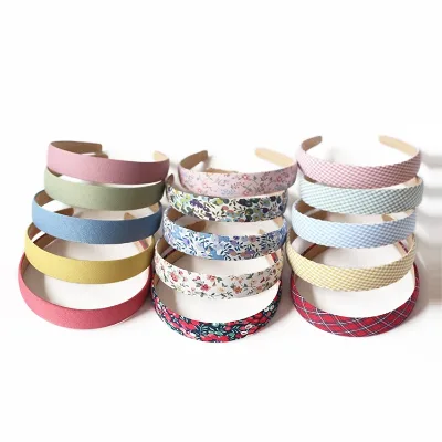 Fancy Day Fabric Plaid Wide Diademas Edge Girls Hair Bands Solid Color Fragmented Flower Hair Accessories