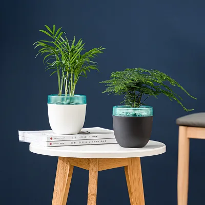 Self Watering Plant Pot Water Storage Pot Resin Succulent Self Watering Double Layer Plastic Flowerpot