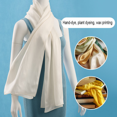 Natural White Color Silk Satin Scarf Hand Dyed Silk Charmeuse Scarf Mulberry Silk Shawl for Dyeing and Painting
