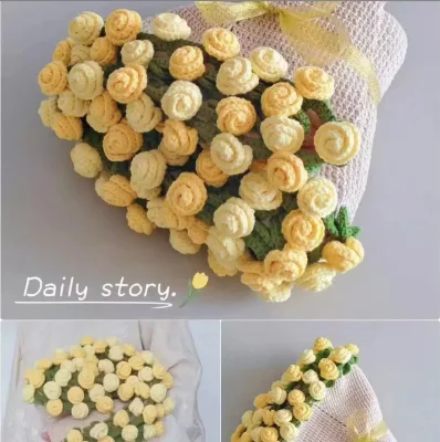 Creative DIY Modern Knitted Rose Bouquet Blanket Home Gift Crochet Kit with Dyed Pattern for Adults