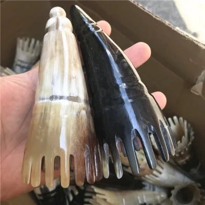 Natural Cow Horn Shampoo Comb Horn Sharp Comb Wide Teeth Shampoo Treatment Cylinder Cow Horn Comb