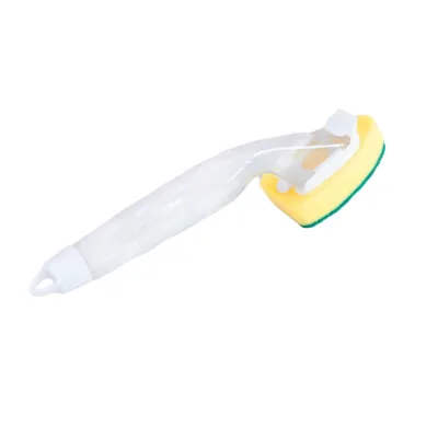 Jiuli Kitchen Cleaning Long Handle Pot Brush Liquid Soap Dispensing Eco-Friendly PP Sponge Scrubber Dish Washing