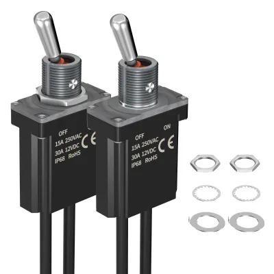 Heavy Duty 1 PCS 12VDC 30A IP68 Waterproof Toggle Switch CE on off Toggle Switch With 14AWG20CM Wire