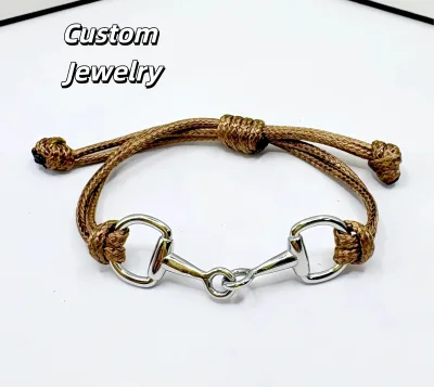 Inspire Jewelry Stainless Steel Handmade String Braided Horseshoe Bracelet Adjustable Customizable Gift to Friends or Lovers.