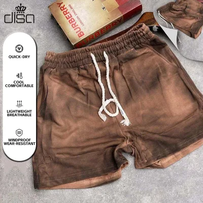 High Quality Vintage Printing Men's Sweat Shorts Custom Knitted Cut Cotton Sun Faded Acid Washed Streetwear Drawstring Waist