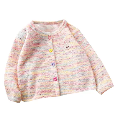 Spring/Summer New Style Western-Style Knitted Cardigan Girls Korean-Style Versatile Fashionable Colorful Fuzzy Animal
