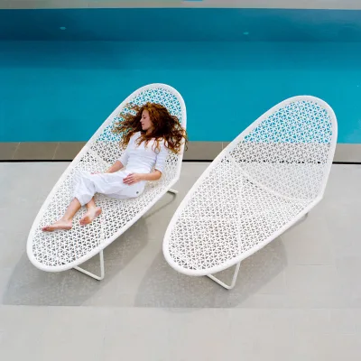 Outdoor Patio Pool Rattan Lounge Chair Lazy Leisure Reclining Bed Woven Rattan Sofa Daybed for Balcony Terrace Courtyard Garden