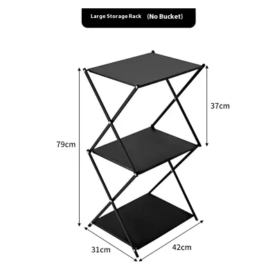 Jukaiwtece ZDJ03 Folding Shelf Storage Rack Utility Shelving Heavy Duty Multipurpose Portable 3 Layers Metal Storage Shelf for