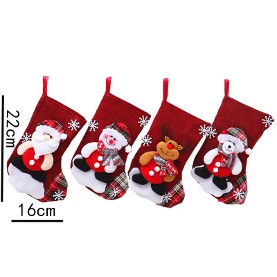 Direct Selling Christmas Stockings With Santa Elk Snowman Pendant Decorations for Home & Gift Bags