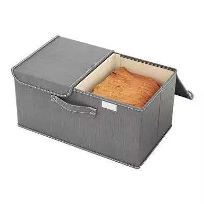 Hot Sale Customized Foldable Fabric Clothing Organizer Storage Box with Lids for Wardrobe & Living Room